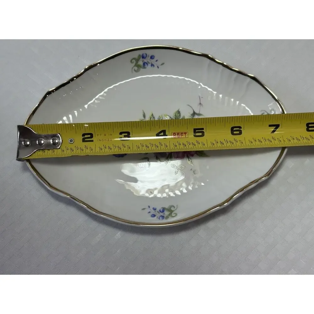 HOLLOHAZA HUNGARY Porcelain Trinket Dish Floral‎ Back stamp